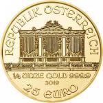 Zlatá minca Viedenskí filharmonici 1/4 Oz - rôzne roky