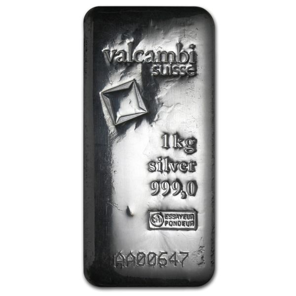 Stříbrný slitek Valcambi- 1000 g -akcia