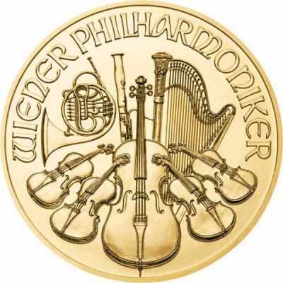 Zlatá minca Viedenskí filharmonici 1/25 Oz -  rôzne roky