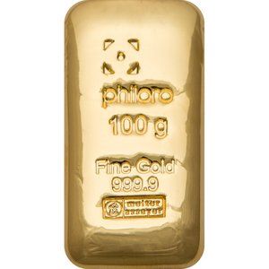 Zlatý zliatok Philoro 100 g gegossen