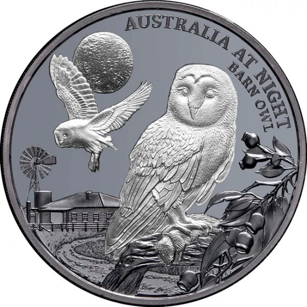 Austrálie v noci: sova pálená 1 unce stříbra