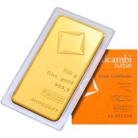 Zlatý zliatok Valcambi 500 g - razený