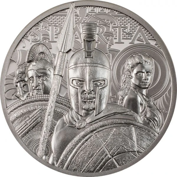 Sparta 1 unce platinová barevná mince
