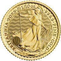 Zlatá minca Britannia Charles III 2023, 1/10 oz