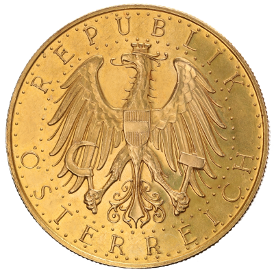 Zlatá minca 100 Schilling 1925-1934