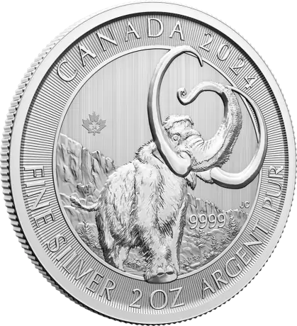 Strieborná minca 2 oz Doba ledová - vlnitý mamut 2024