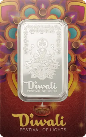 Strieborný zliatok Diwali Lakshmi a Rangoli - Festival světel, 1 oz