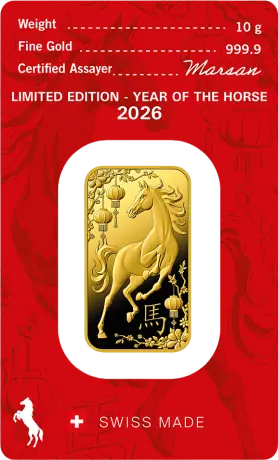 Zlatý zliatok Argor Heraeus - Rok koňa 2026, 10 g
