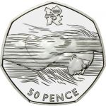 0,50 libra Stříbrná mince Londýn 2012 - Plavání UN