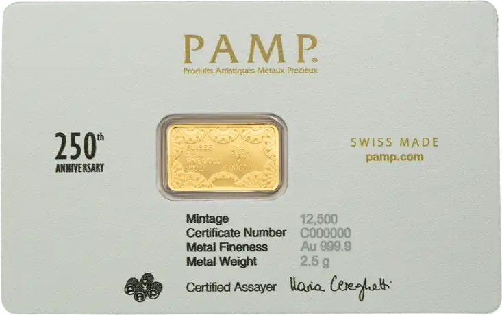 Zlatý zliatok PAMP - 250. výročí založení USA - retro styl, heraldický orel bělohlavý; 2,5 g