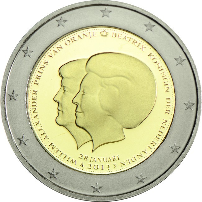 2 Euro Mince Královna Beatrix a korunní princ Willem Alexander PP