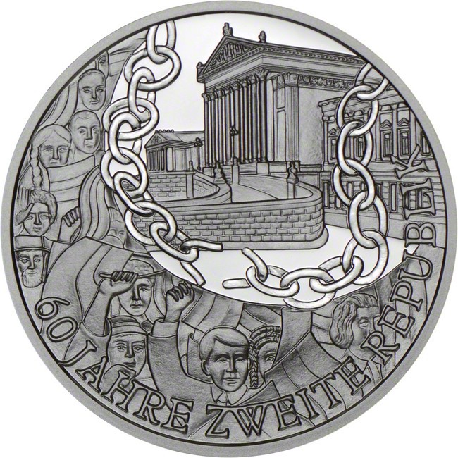 10 Euro Stříbrná mince 60 let druhé republiky PP