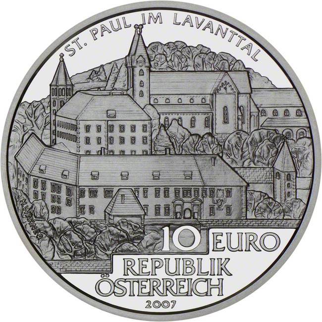 10 Euro Stříbrná mince Pero svatého Pavla v Lavant údolí PP