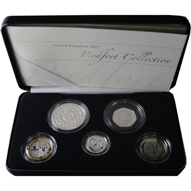 10,5 libra Sada stříbrných mincí Piedfort 2007 PP 