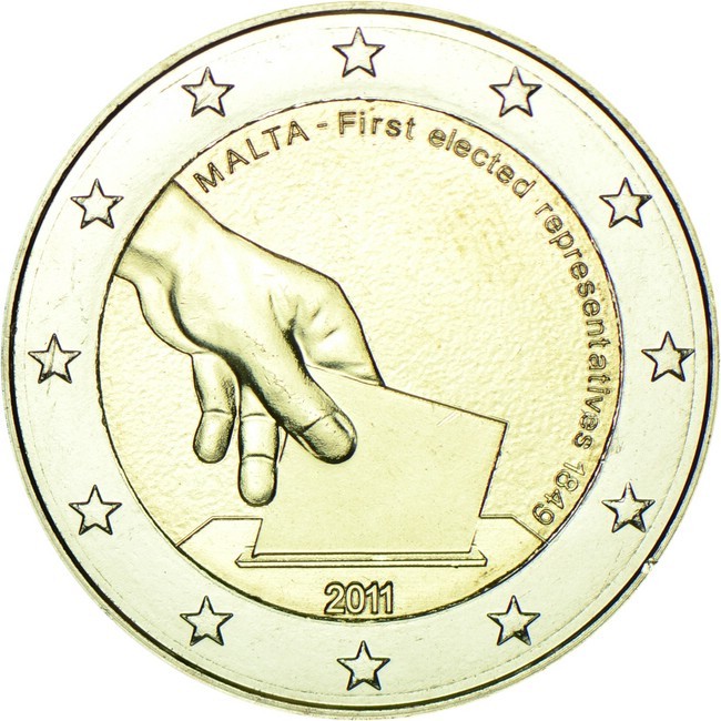 2 Euro Mince Volby 1849 na Maltě 
