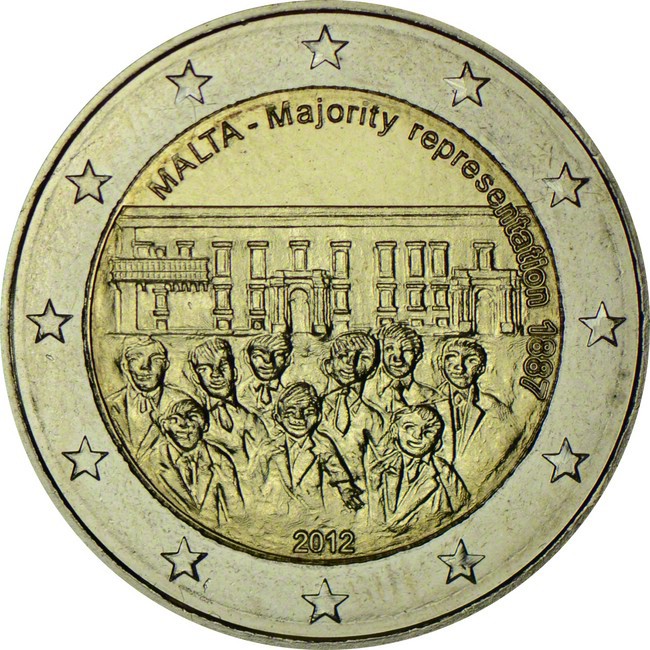 2 Euro CuNi Většinové zastoupení 1887 UN