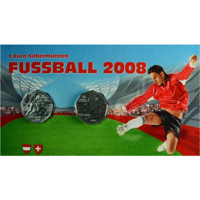 2 x 5 Euro Sada stříbrných mincí Fotbal PN