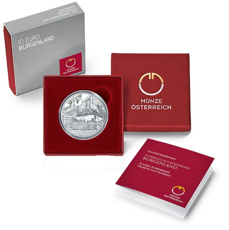 10 Euro Stříbrná mince Burgenland PP