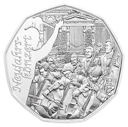 5 Euro Stříbrná mince Novoroční konzert - Novoroční mince 2016 PN