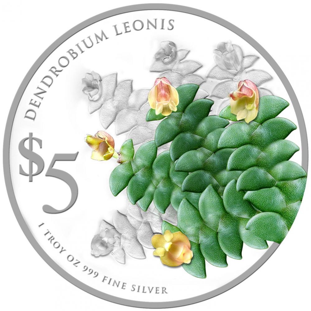 5 dolar Stříbrná mince Orchidej - Dendrobium Leonis PP 1 Oz