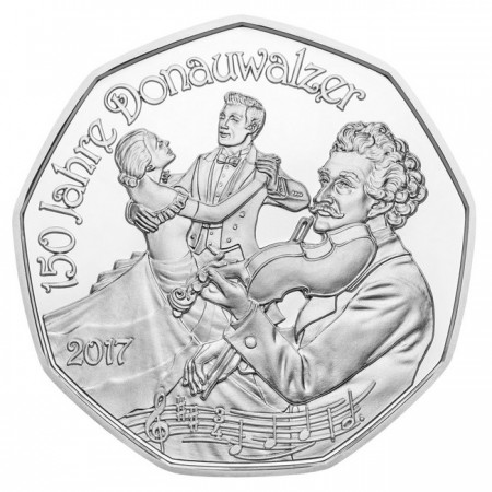 5 Euro Stříbrná mince 150 let valčíku na Modrém Dunaji PN