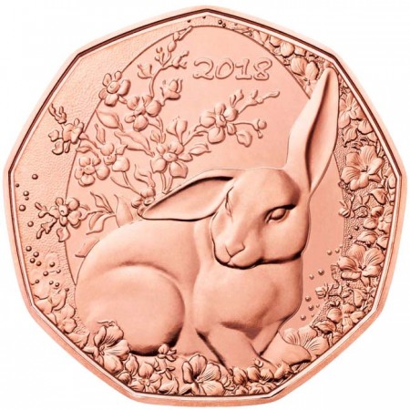 5 Euro Měděná mince Velikonoční zajíček