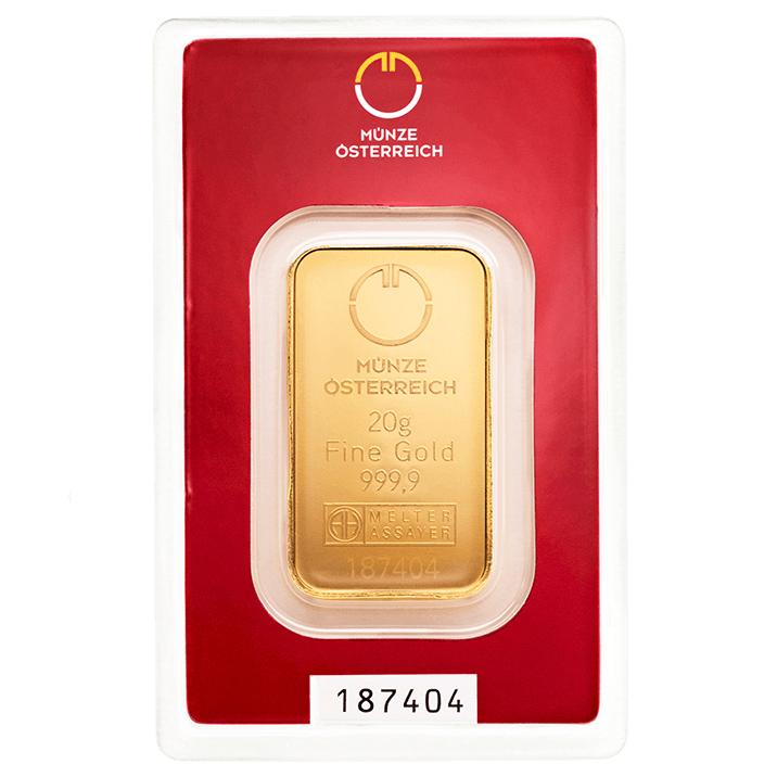 Zlatý zliatok Rakúská mincovna 20 g