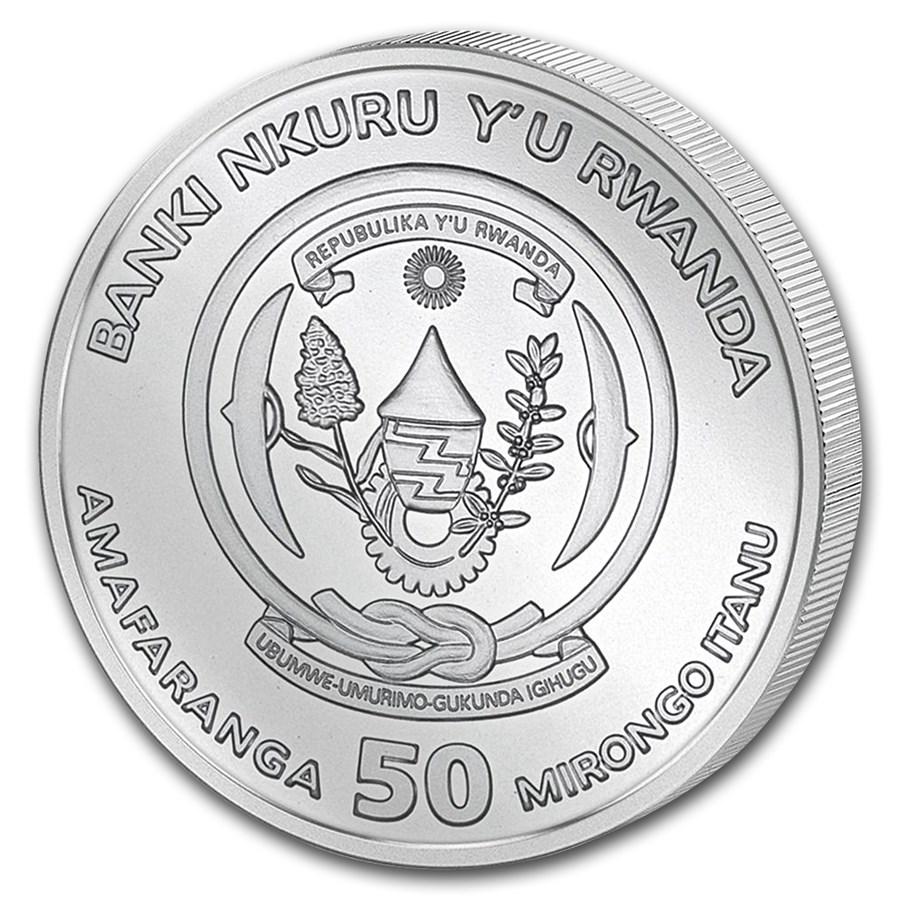 50 frank Stříbrná mince Rok vepře - Rwanda PP