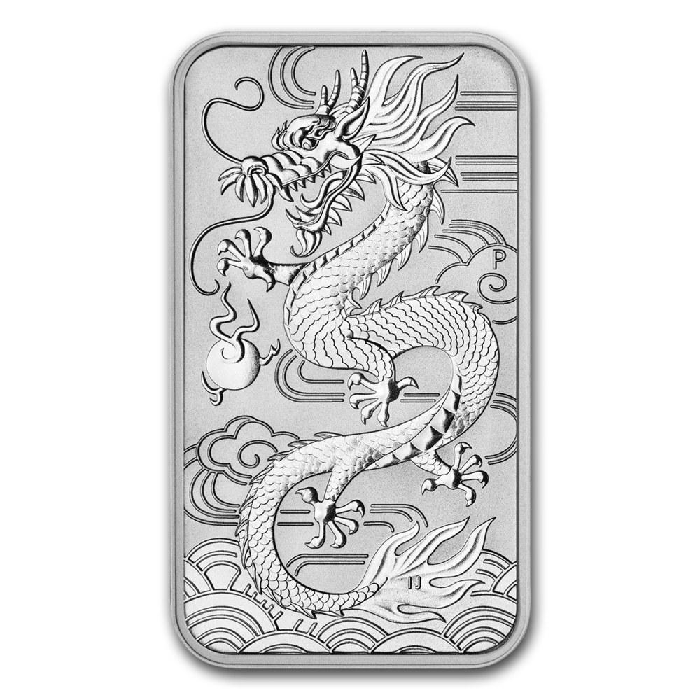 Strieborná obdĺžniková minca Drak 2023, 1 oz