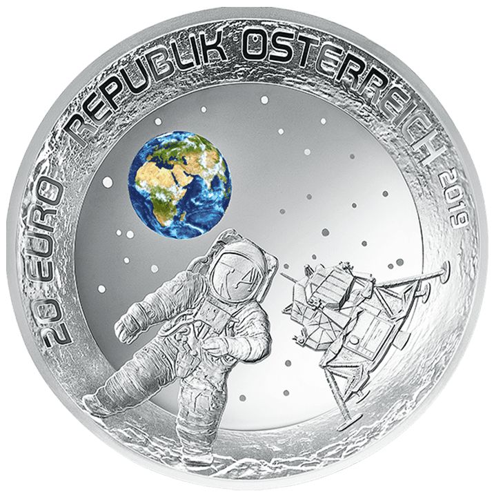 Strieborná minca 50. výročie pristátia na Mesiaci 2019