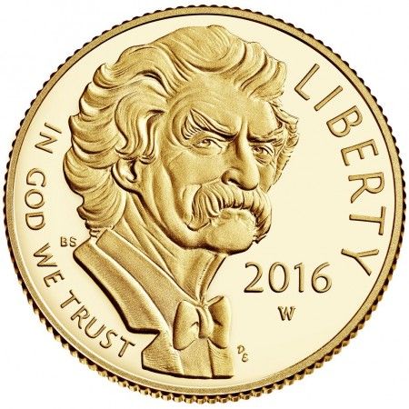 5 USD  Zlatá minca Mark Twain PP