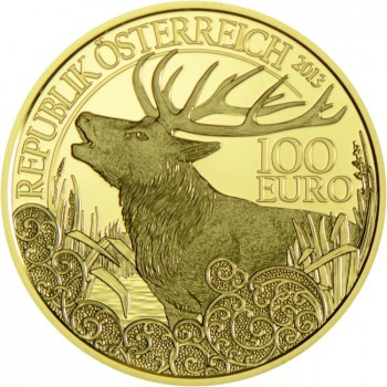 100 Euro Zlatá minca  Lesná zver - Jelen PP