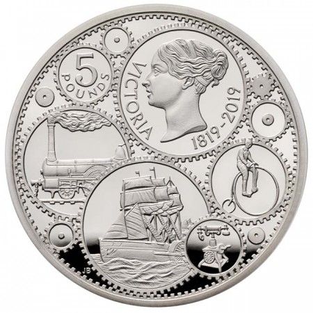 5 libier Strieborná minca  Královna Viktorie PP