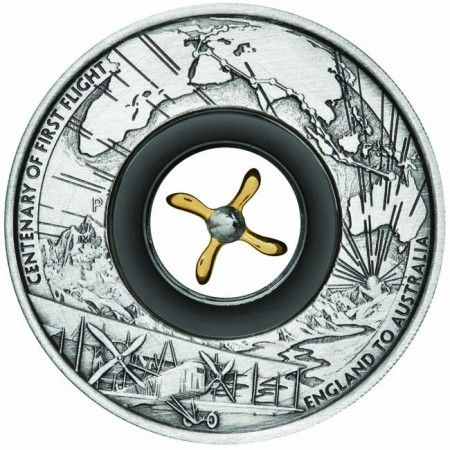 2 Dollar Stříbrná mince -1. Flug England - Australien AN
