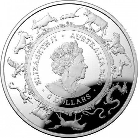 5 Dollar Stříbrná mince -lunární rok krysy PP