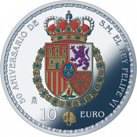 10 Euro Stříbrná mince 50 let od narození Filipa - společně s Letizií