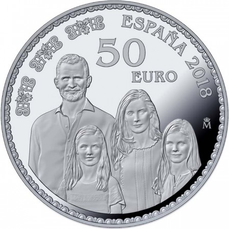 50 Euro Stříbrná mince 50 let od narození Filipa - Erb