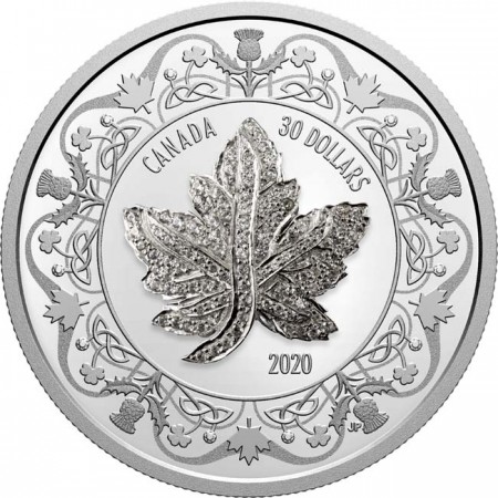 30 dolar Stříbrná mince Javorový list - brož