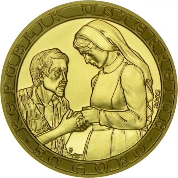 2000 let křesťanství Charita, zlatá mince