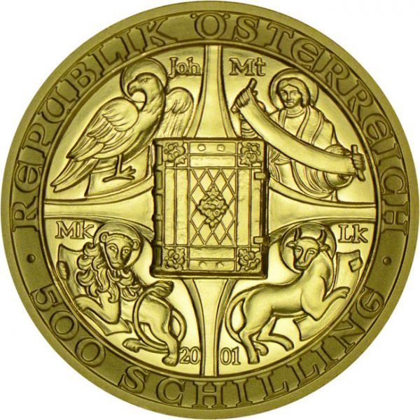 500 šilink Zlatá mince Bible
