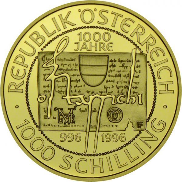 1000 šilink Zlatá mince Rakouské markrabství