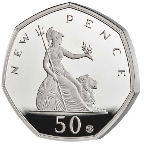 0,50 libra Stříbrná mince New Pence
