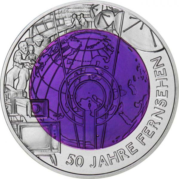 25 Euro Stříbrná / niobová mince - 50 let televize