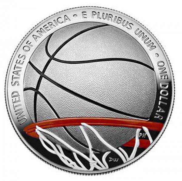 1 dolar Stříbrná mince Basketball Síň slávy