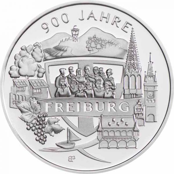 900 let Freiburgu, stříbrná mince v blistru