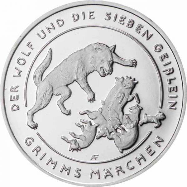 20 Euro Stříbrná mince Grimmovy pohádky - O sedmi kůzlátkách PP