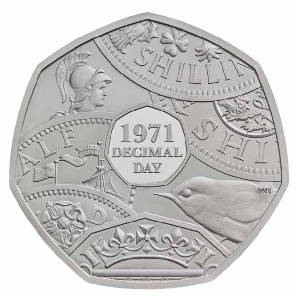 50. výročí desetinného dne, stříbrná mince