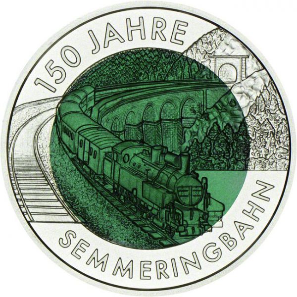 25 Euro Stříbrná / niobová mince - 150 let Semmeringské železnice