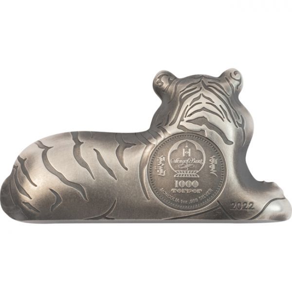 1000 tugrik Stříbrná mince Okouzlující tygr Ultra High Relief 1 Oz
