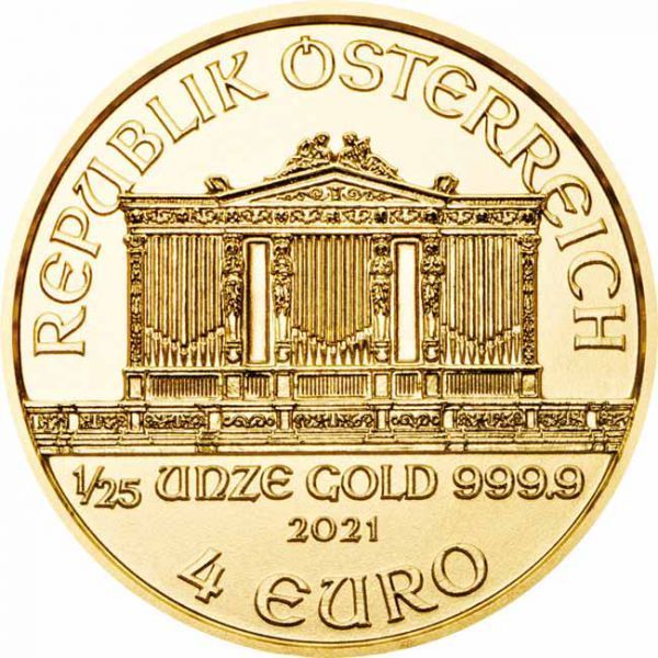 Zlatá minca Viedenskí filharmonici 1/25 Oz -  rôzne roky